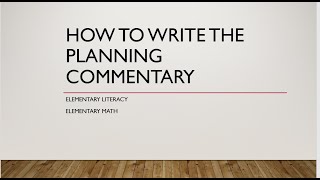 How to Write the Planning Commentary Prompt 1c [upl. by Sajovich]