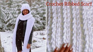 Crochet Ribbed Scarf  Knit Stitch Scarf [upl. by Animor]