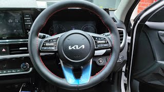 KIA SELTOS steering wheel cover OEM type stitching kiakiaseltoscaraccessories kanpur cover [upl. by Dranreb]