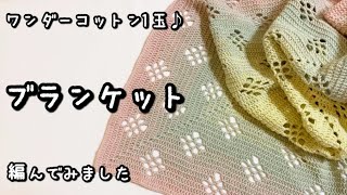 【編み図あり】かぎ針編みで、季節を問わずいつでも使える透かし編みブランケット編んでみました♪【 [upl. by Palua]