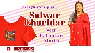 Turn your plain salwar or churidar top into a trendy dress with Kalamkari motifs  Without stitching [upl. by Cresa814]