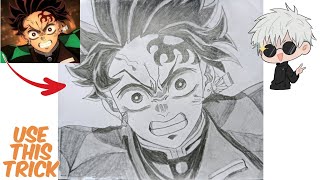 Tanjiro drawing tutorial step by stepTanjiro drawingtanjiro in infinity castledrawing tutorial [upl. by Bernie621]