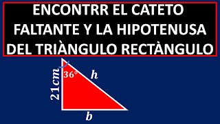 COMO ENCONTRAR UN CATETO Y LA HIPOTENUSA EN UN TRIANGULO RECTANGULO con un angulo y un cateto [upl. by Savill907]