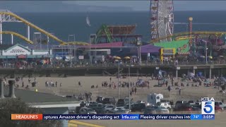 Santa Monica beachgoers affected by heatwave high bacteria levels in water [upl. by Moynahan]