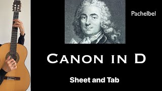 Canon in D J Pachelbel Arrangement for Guitar with sheet and Tab [upl. by Aedrahs]