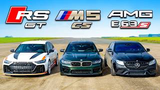 Кто победит в заезде BMW M5 CS Audi RS6 GT или AMG E63 S [upl. by Tema533]