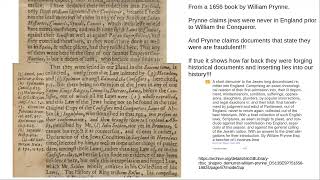 William Prynne  1656  states no jews in England prior to William the Conqueror [upl. by Pape78]