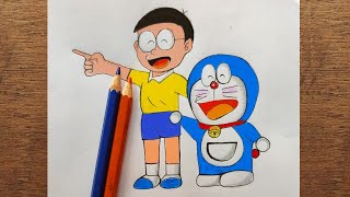 Draw Doraemon and Nobita Easy [upl. by Wiener]