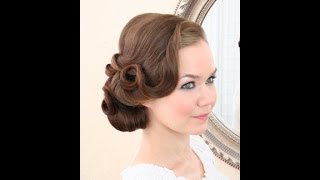 Bridal hairstyling video  vintage side do [upl. by Anilorac898]