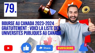 Bourse au Canada 20242025 gratuitement  Voici La liste des universités publiques au Canada [upl. by Metcalf]