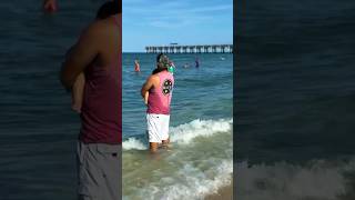 Shark panic at the beach welcometothebeach travel shortsviral [upl. by Ehtnax913]