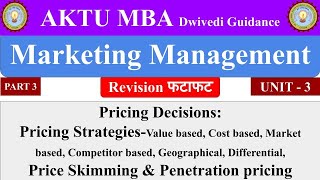 Pricing Decisions Pricing Strategies Marketing Management mba aktu mba notes aktu mba lectures [upl. by Ardnwahsal149]