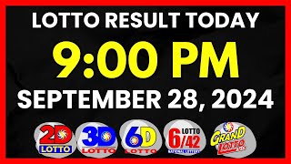 Lotto Result Today 9PM Draw September 28 2024  2D 3D Swertres 6D 642 655 PCSOlotto [upl. by Naivaj]