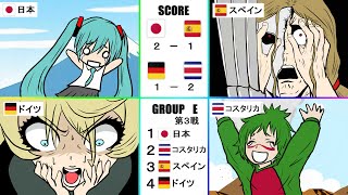 【W杯 グループ E】各国の反応をアニメで再現  Would Cup GROUP E Fans Reaction Anime [upl. by Ylerebmik918]