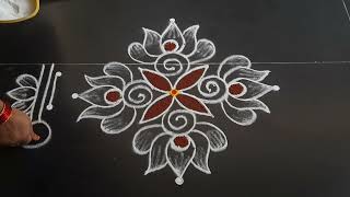 simple and easy lotus kolam 51dots small beautiful rangoli design daily muggulu Anusworld [upl. by Anderegg]