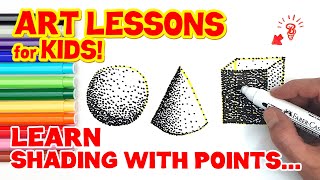 LEARN SHADING WITH POINTS POINTILLISM ART LESSON FOR KIDS [upl. by Yevi38]