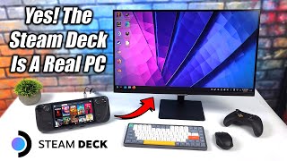 Yes You Can Use the Steam Deck Like A Real PC Its Awesome Desktop Mode HandsOn [upl. by Daahsar]