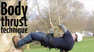 Basic tree climbing techniques How to do the body thrust ascent [upl. by Ennaul]