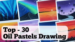 30 Easy Oil Pastels Drawing for Beginners  Nature Drawing for Beginners  Naveen Art [upl. by Nodnek]