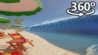 Tsunami At BEACH in 360°  VR  4K [upl. by Han]