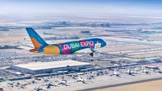 Emirates Flyover at Dubai Airshow 2021 Opening Ceremony [upl. by Romeon]