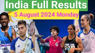 5 AUGUST FULL RESULT PARIS 2024 OLYMPICS  Avinash Sable Lakshya Sen Manika Batra cheer4bharat [upl. by Immas]