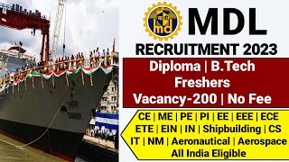 MDL PSU Recruitment 2023Freshers Mazagon Dock Shipbuilders Recruitment 2023 MDL Notification 2023 [upl. by Aimej]