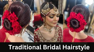 Traditional Bridal Hairstyle easy bridal hairstyle tutorial Barat bridal hairstyle [upl. by Anahcar960]