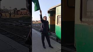 Proceed signal exchanged by incharge guard of train by whistling by vhf phone by waving green flag [upl. by Enitnelav243]