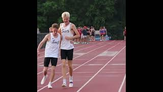 Ryan Rheam and Joe Zinkan go 1 and 2 Headed to state 3200 trackandfield ihsaa bloomington [upl. by Marba786]