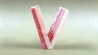 Phong Tran Origami  Money size 1x2  Letter V  Money Origami [upl. by Osi]