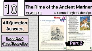 The Rime of Ancient Mariner Question Answer Chapter 10 English literature Part 2 [upl. by Okechuku224]