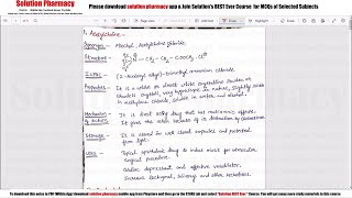 Class 37 Cholinergic Agents Part 01  Cholinergic Reactivators  Medicinal Chemistry 01 [upl. by Odlo120]