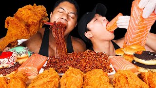 ASMR KOREAN BLACK BEAN NOODLES  JOLLIBEE FRIED CHICKEN  DONUT FT Charly Eating Sound  MAR ASMR [upl. by Showker]