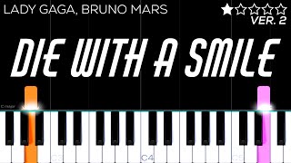 Lady Gaga Bruno Mars  Die With A Smile  EASY Piano Tutorial [upl. by Sprung]