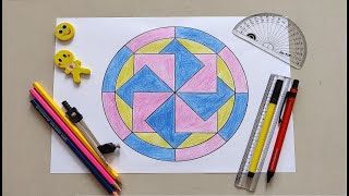 Geometry Art  Geometry Drawing  Geometry Pattern Draw with Step by Step with Easy way  Mandala [upl. by Sokul]