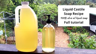 Liquid Castile Soap Making – 100 olive oil liquid soap recipe – full tutorial with easy recipe [upl. by Mcknight316]