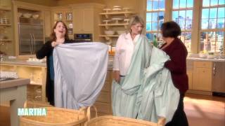 How to Fold a Fitted Sheet⎢Martha Stewarts Best Folding Hacks [upl. by Sturges207]