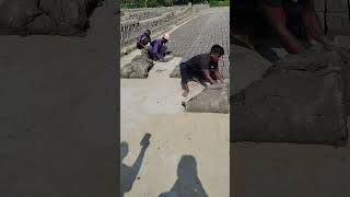 Handmade clay soil brick making shorts [upl. by Thor]