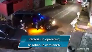 Con luces de patrulla ladrones arrebatan vehículo en Tlalnepantla [upl. by Mccandless]