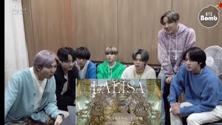 BTS Reaction to LISA  LALISA MV MAKING FILM  BTS Reacts To Blackpink [upl. by Ahsilahs56]