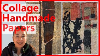 How to collage four abstracts with handmade momigami and joomchi papers [upl. by Zarihs]