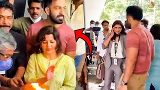 Prithviraj Fun at Bro Daddy Movie Pooja 😂  Mohanlal Kalyani Priyadarshan Supriya Menon [upl. by Harlene]