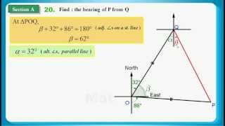 HKDSE 2013 Maths Core Paper 2 Q20 Geometry 幾何、Compass Bearing 羅盤方位角 [upl. by Iggem]