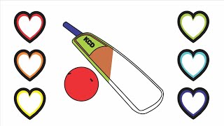 Learn How to Draw Cricket Bat and Ball  Simple Drawing Learning and Coloring for Kids [upl. by Ynos]