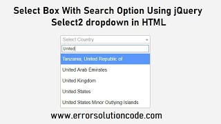 Select Box With Search Option Using jQuery  Select2 dropdown in HTML [upl. by Haldeman933]