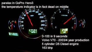 Volvo V70 D5 24  acceleration 0100 kmh diesel D5 163 bhp [upl. by Bertine122]