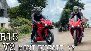 Yamaha R15 V2 Modified Into Mini Ducati 🤯  Yamaha owners must watch ❤️ [upl. by Eilyak]