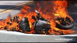 Motorcycle Crash amp Burn on Mulholland [upl. by Corry]