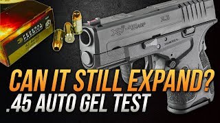 Can it still expand 45 Auto Federal 230gr HST Short Barrel Gel Test [upl. by Lull]